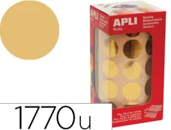 Gommette métallisée apli agipa ronde diamètre 20mm coloris or rouleau 1770 unités