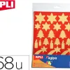 Gommette noël apli agipa coloris or fond rouge pochette 68 unités