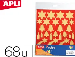 Gommette noël apli agipa coloris or fond rouge pochette 68 unités