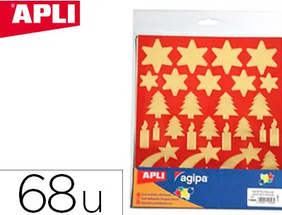 Gommette noël apli agipa coloris or fond rouge pochette 68 unités