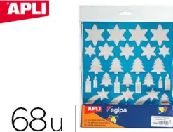 Gommette noël apli agipa coloris argent fond bleu pochette 68 unités