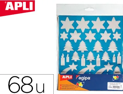 Gommette noël apli agipa coloris argent fond bleu pochette 68 unités
