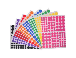 Gommette ronde cleopatre multi tailles adhesif permanent planche 8 coloris assortis 1728 gommettes