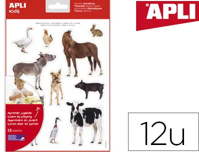 Gommettes apli agipa les animaux de la ferme pochette 12f