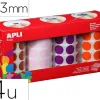 Gommettes apli xl forme ronde diam. 33mm coloris marron orange lilas et rose pack de 4 rouleaux 2832u