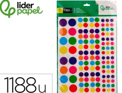 Gommettes autoadhesives liderpapel multiformes coloris et dimensions assortis blister 10 feuilles