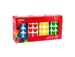 Gommettes coeur apli kids diametre 20 mm couleurs assorties boite de 4 rouleaux 7080 unites