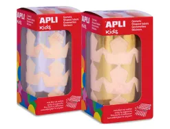 Gommettes etoiles 33 mm apli kids couleurs or et argent boite de 2 rouleaux