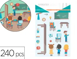 Gommettes papier sodertex dans ma classe avec scene telechargeable 170x220mm 240 pcs 12 planches coloris