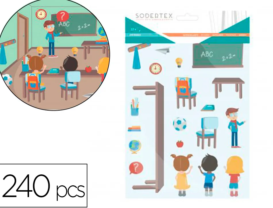 Gommettes papier sodertex dans ma classe avec scene telechargeable 170x220mm 240 pcs 12 planches coloris