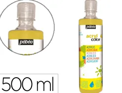 Gouache acrylique pebeo acrycolor indelebile couvrante brillante miscible tout support jaune primaire flacon 500ml