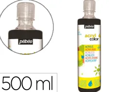 Gouache acrylique pebeo acrycolor indelebile couvrante brillante miscible tout support noir flacon 500ml