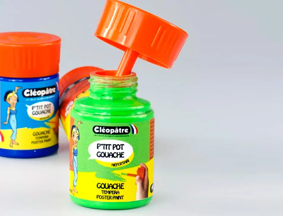Gouache cleopatre lot de 6 ptit pots de 50 ml avec pinceau et entonnoir int gr coloris assortis