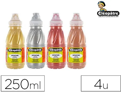 Gouache cléôpatre nefertari tous supports couleurs métalliques or argent bronze et cuivre 250ml lot 4 unités