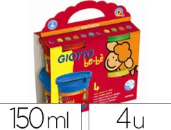 Gouache doigt giotto be-bè coloris brillants assortis base eau pot 150ml set 4 unités