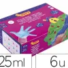 Gouache doigt jovi base eau coloris assortis jaune/bleu/blanc/marron/rouge/vert pot 125ml coffret 6 unités