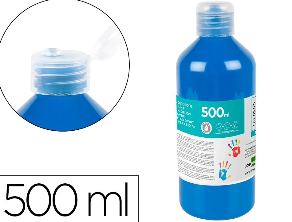 Gouache doigt liderpapel liquide lavable base eau coloris bleu flacon de 125ml