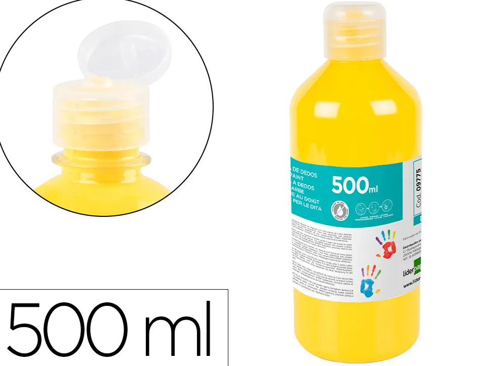 Gouache doigt liderpapel liquide lavable base eau coloris jaune flacon de 125ml