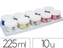Gouache doigt pébéo tacticolor socle plastique coloris assortis 10 pots 225ml