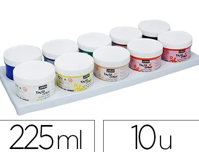 Gouache doigt pébéo tacticolor socle plastique coloris assortis 10 pots 225ml