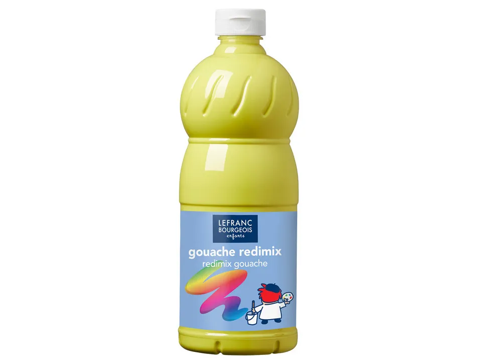 Gouache lefranc bourgeois liquide redimix couvrante prete a l'emploi coloris jaune citron bouteille 1l