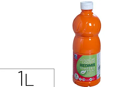 Gouache lefranc bourgeois liquide redimix non toxique fluide couvrante prête à l'emploi orange flacon 1000ml