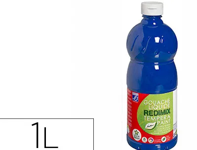 Gouache lefranc bourgeois liquide redimix non toxique fluide couvrante prête à l'emploi bleu outremer flacon 1000ml