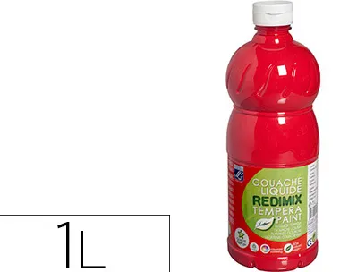 Gouache lefranc bourgeois liquide redimix non toxique fluide couvrante prête à l'emploi rouge primaire flacon 1000ml