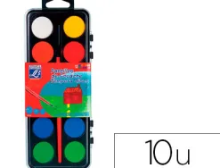 Gouache lefranc bourgeois pastille 28mm diamètre boîte 12 coloris + 1 pinceau