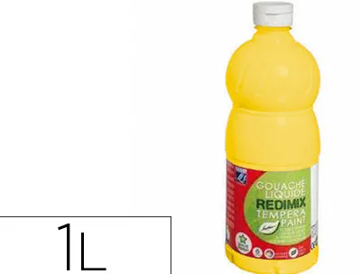 Gouache lefranc bourgeois liquide redimix non toxique fluide couvrante prête à l'emploi jaune primaire flacon 1000ml