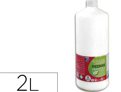 Gouache lefranc bourgeois liquide redimix non toxique fluide couvrante prête à l'emploi blanc flacon 2000ml