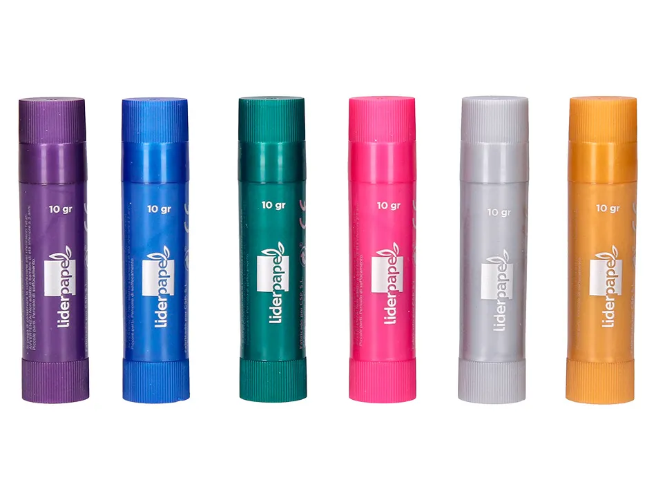 Gouache liderpapel solide baton de 10gr sans solvant sechage rapide coloris assortis boite de 6 unites