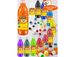 Gouache liquide cleopatre nefertari 1l + palette + 8 pinceaux pochoirs assortiment de 12 unites