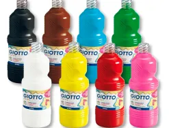 Gouache liquide giotto prête à l'emploi pigments riches couvrante crémeuse coloris assortis boîte 8 flacons 1000ml