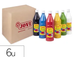 Gouache liquide jovi set b 1000ml couleurs primaires assortis boite 6 bouteilles