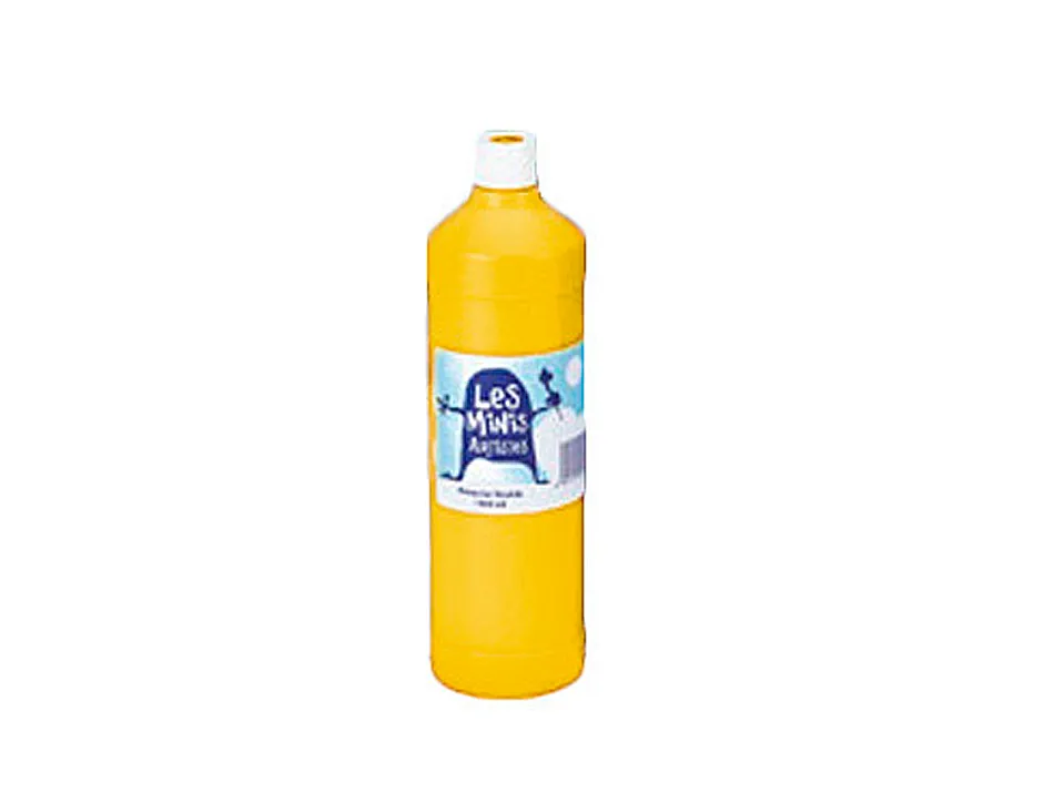 Gouache mini artistes économique ultra-lavable prête à l'emploi épaisse onctueuse coloris jaune flacon 1000ml