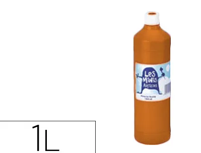 Gouache mini artistes économique ultra-lavable prête à l'emploi épaisse onctueuse coloris terre sienne flacon 1000ml