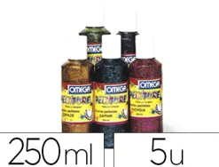 Gouache pailletée oméga paillettes en suspension tous supports séchage rapide coloris assortis lot 5 flacons 250ml