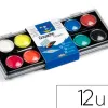 Gouache pébéo pastille 30mm diamètre boîte 12 coloris + 1 pinceau