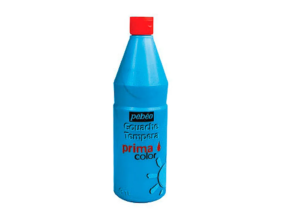 Gouache pébéo primacolor liquide inodore onctueuse application facile coloris bleu flacon 1000ml