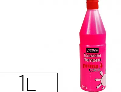 Gouache pébéo primacolor liquide inodore onctueuse application facile coloris rouge flacon 1000ml