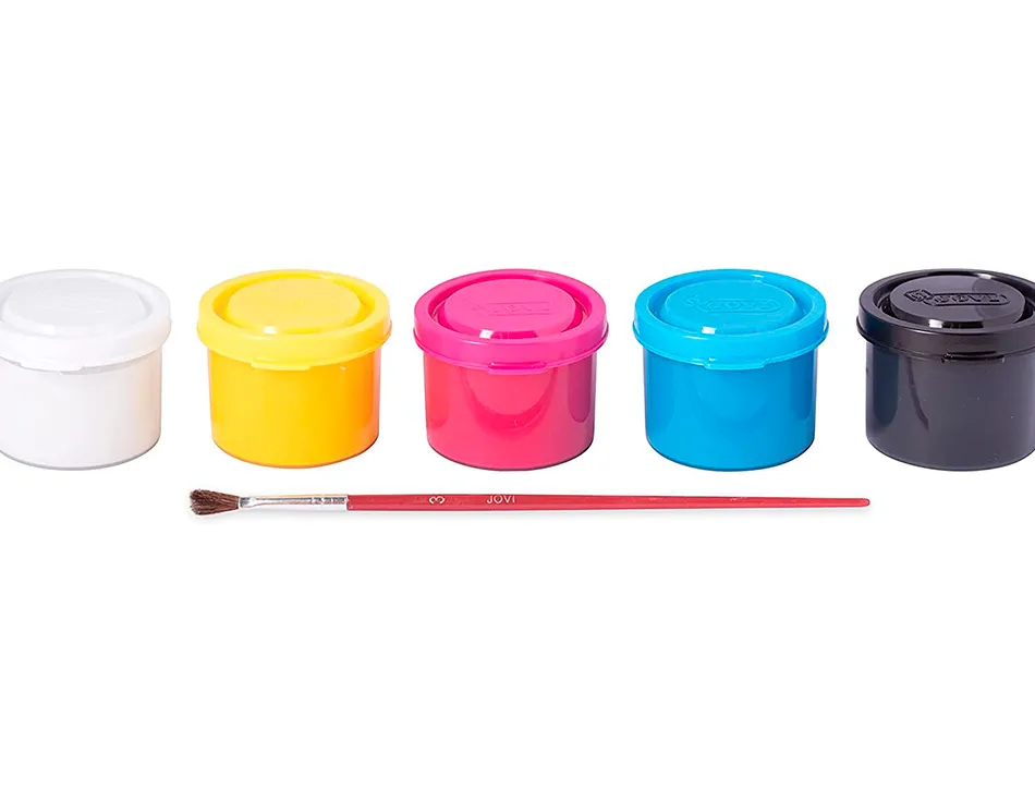 Gouache scolaire jovi a base d'eau couleur assorties 5 pots de 35 ml + pinceau