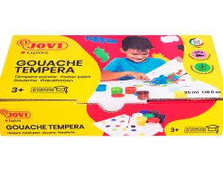 Gouache scolaire jovi a base d'eau couleur assorties 6 pots de 35 ml + pinceau+ pot pour l'eau