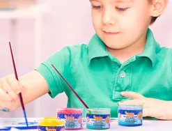 Gouache scolaire jovi a base d'eau couleur assorties 6 pots de 35 ml + pinceau+ pot pour l'eau