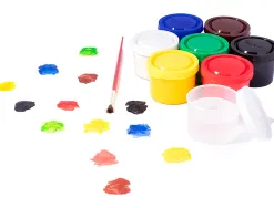 Gouache scolaire jovi a base d'eau couleur assorties 6 pots de 35 ml + pinceau+ pot pour l'eau