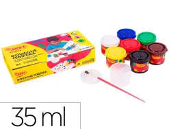 Gouache scolaire jovi a base d'eau couleur assorties 6 pots de 35 ml + pinceau+ pot pour l'eau