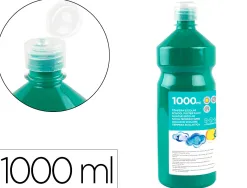 Gouache scolaire liderpapel liquide lavable fermeture sécurité brillante coloris vert foncé flacon 1000ml