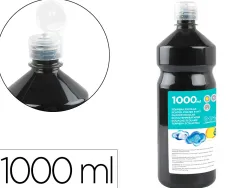Gouache scolaire liderpapel liquide lavable fermeture sécurité brillante coloris noir flacon 1000ml