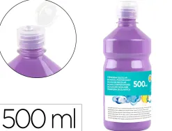 Gouache scolaire liderpapel liquide lavable fermeture sécurité brillante coloris lilas flacon 500ml