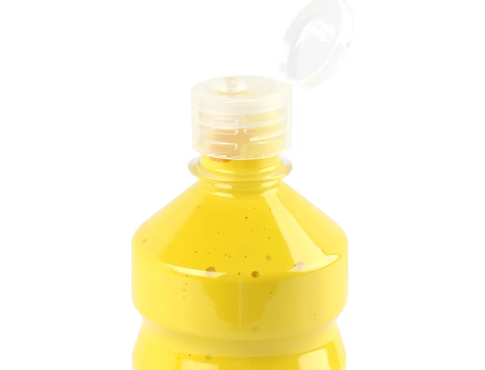 Gouache scolaire liderpapel liquide lavable fermeture sécurité brillante coloris jaune flacon 500ml